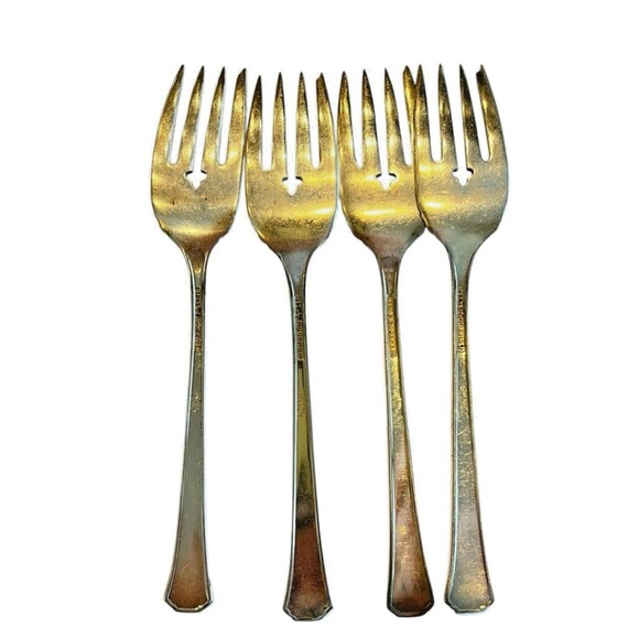 1881 Rogers Del Mar Vintage Silverplate Oneida Silver Salad Forks 4 Pcs 2413 - Picture 3 of 5